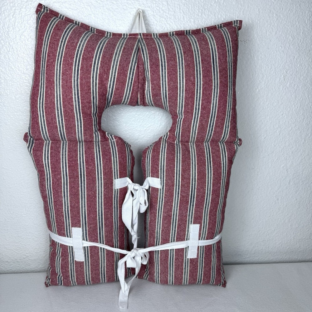 Handmade Life Jacket Wall Decor Red Striped Cushion Pillow Vest Coastal Beach